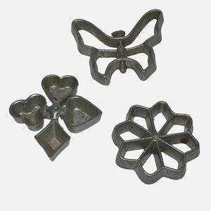 Vintage Rosette Cast Aluminum 3 Piece Pastry Mold Set 1950'S Japan